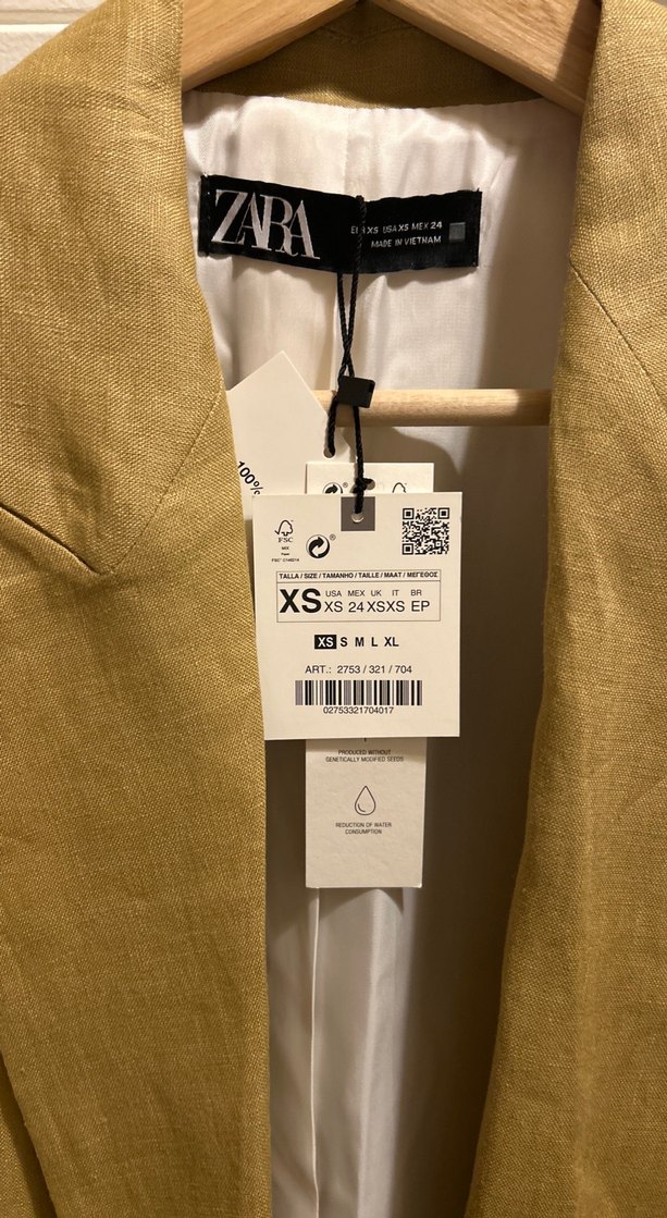 Hardal Midi Kadın Keten Blazer Ceket - Görsel 3