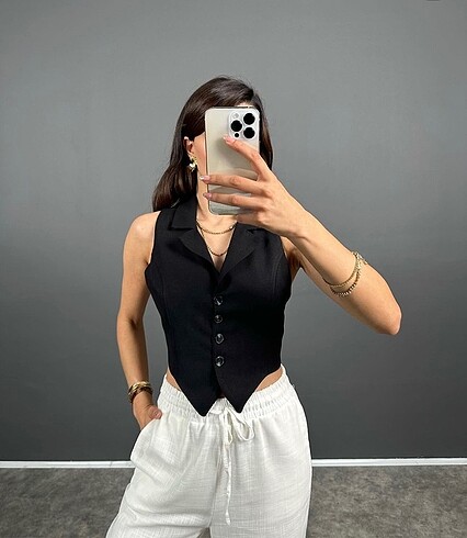 s Beden beyaz Renk Zara crop yelek