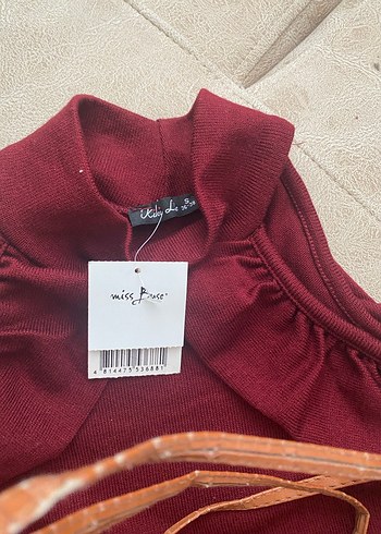 Bordo Kadın Süet Midi Elbise - Görsel 3