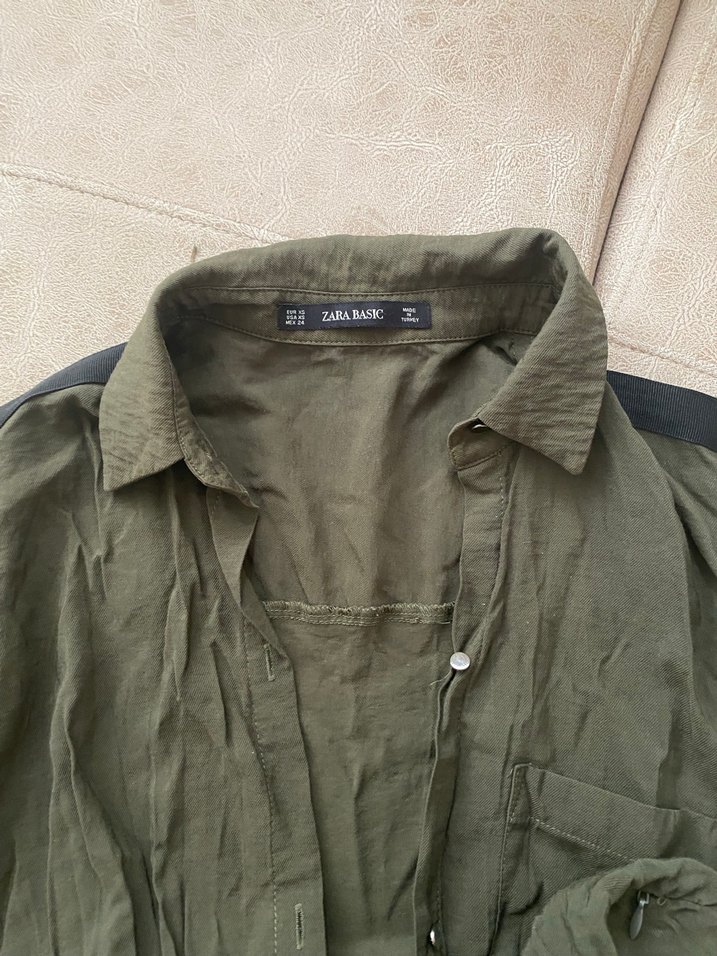 Kemerli Kadın Kısa Tulum - Haki Renk - Görsel 3