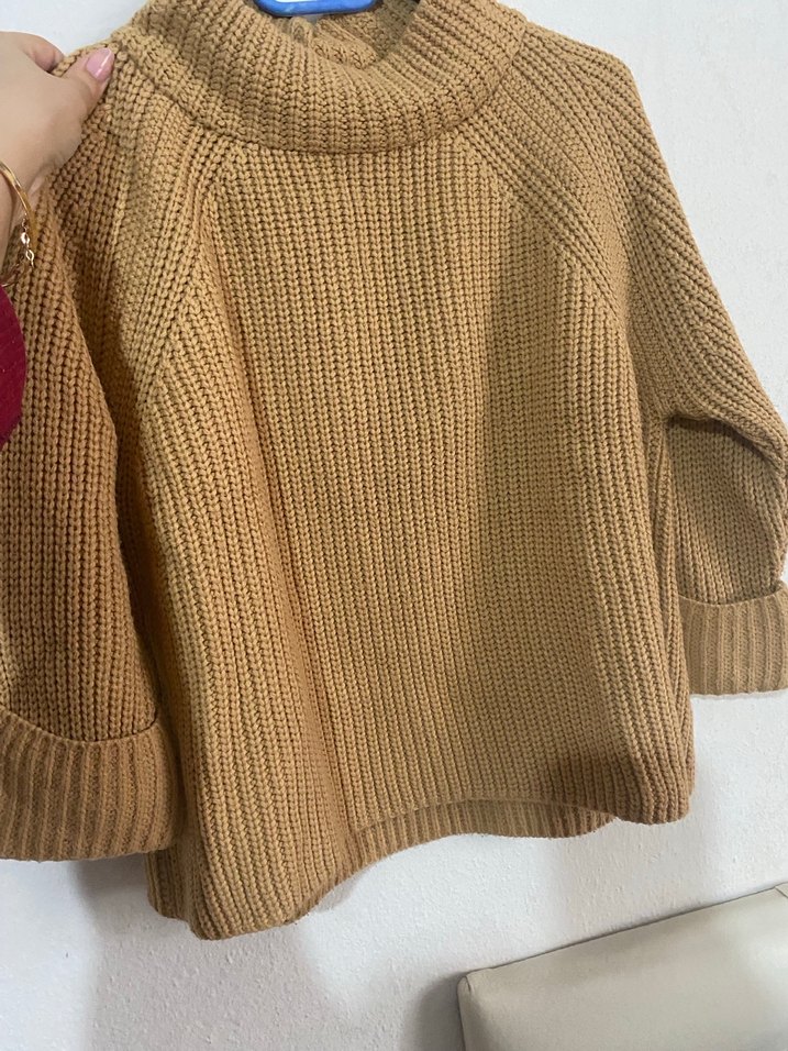 Bej Balıkçı Yaka Örgü Kadın Kazak - Görsel 2