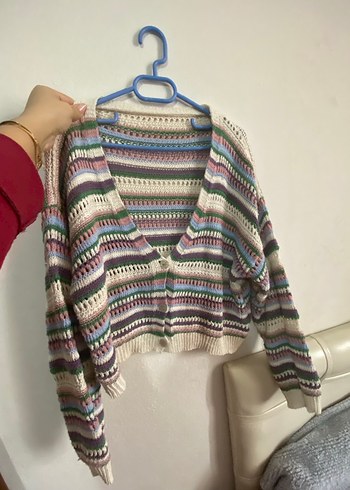 Bohem Çok Renkli Örgü Hırka - Görsel 2