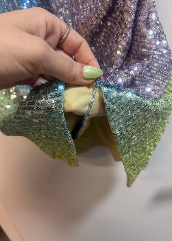 Mini Payetli Renkli Abiye - Görsel 8