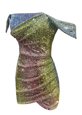 Mini Payetli Renkli Abiye - Görsel 3