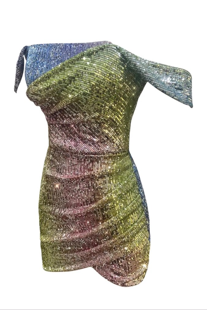 Mini Payetli Renkli Abiye - Görsel 3