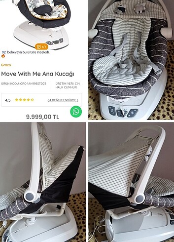 9- 18 kg Beden gri Renk Otomatik bebek salıncağı