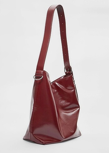  Beden bordo Renk Stradivarius Suni Deri Çanta