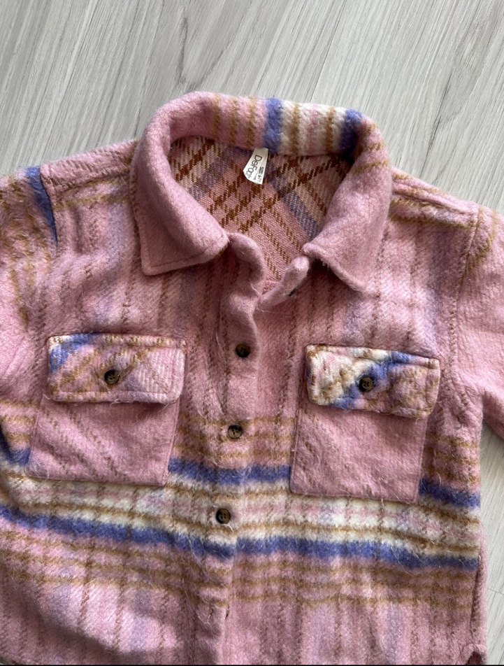 Düğmeli Pembe kız çocuk Gömlek - Görsel 3