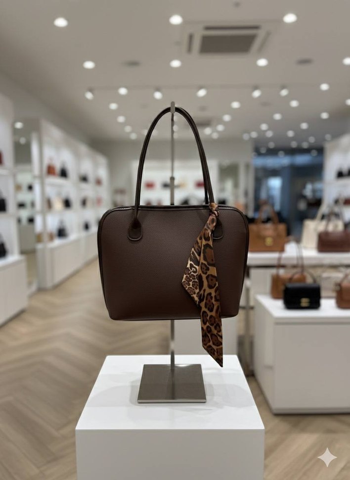 Kahverengi Deri Kadın Omuz Çantası - Görsel 2