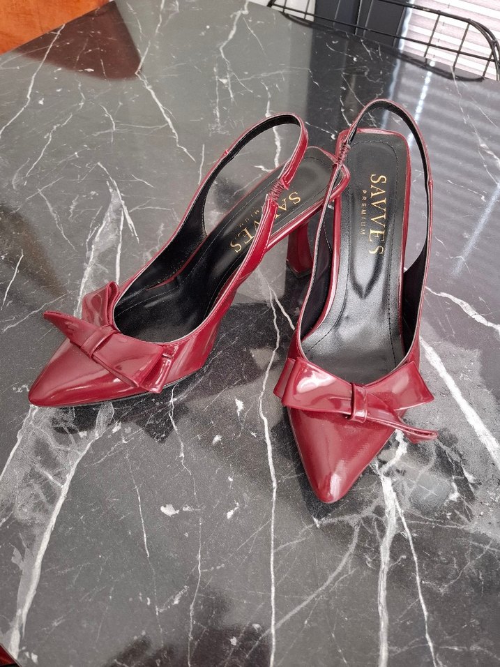 Kırmızı Fiyonklu Stiletto Kadın Ayakkabı - Görsel 2