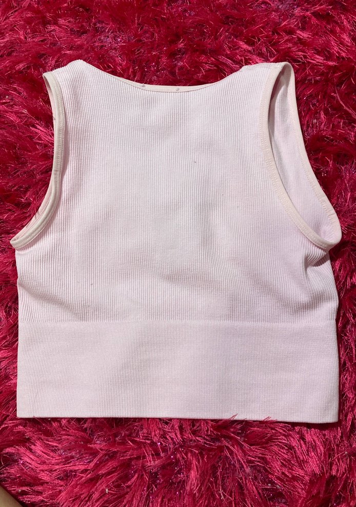 Pembe V Yaka Crop - Görsel 2