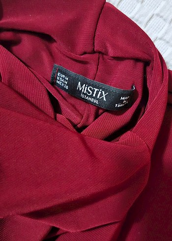 m Beden Bordo Drapeli Uzun Abiye Elbise