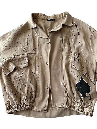 l Beden camel Renk Desenli bomber ceket