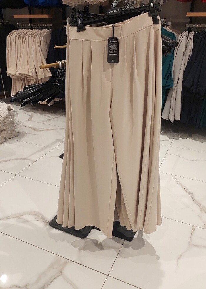 double palazzo pantolon şık hafif parlak - Görsel 2