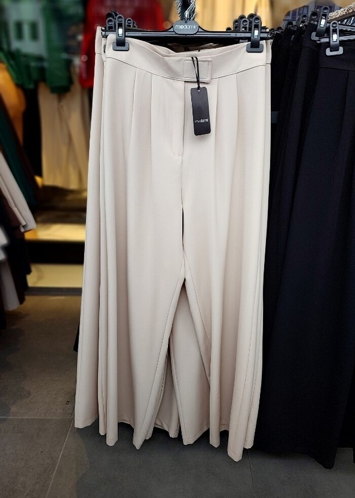 double palazzo pantolon şık hafif parlak kumaş bel 36cm ?boy 112 - Görsel 4