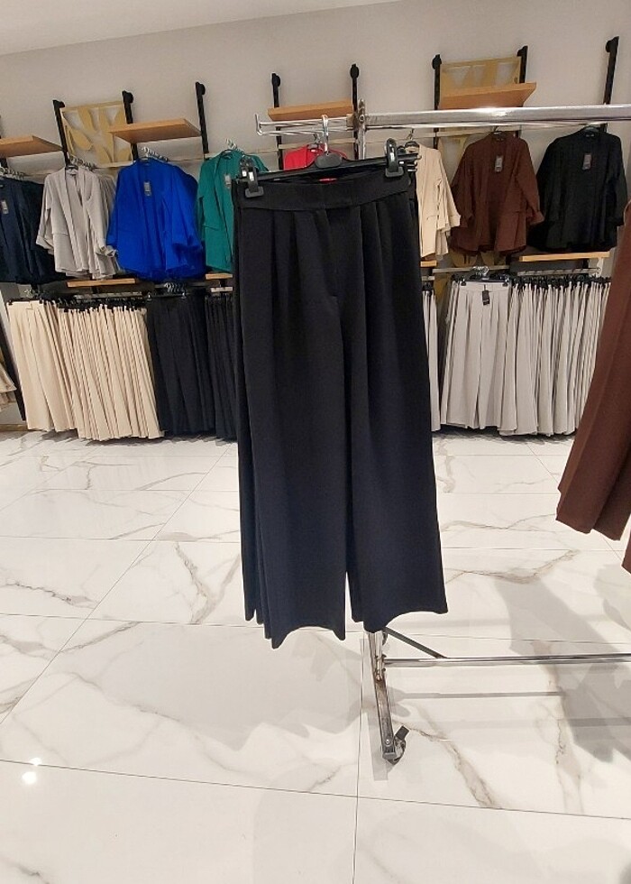 double palazzo pantolon şık hafif parlak kumaş bel 36cm ?boy 112 - Görsel 3