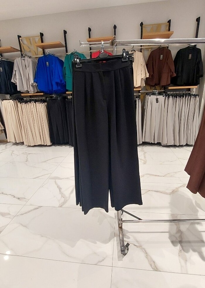 double palazzo pantolon şık hafif parlak kumaş bel 36cm ?boy 112 - Görsel 4