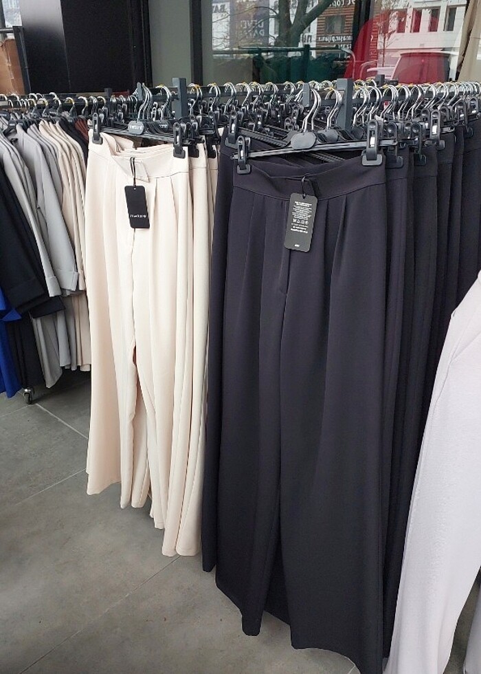 double palazzo pantolon şık hafif parlak kumaş bel 40cm ?boy 112 - Görsel 4