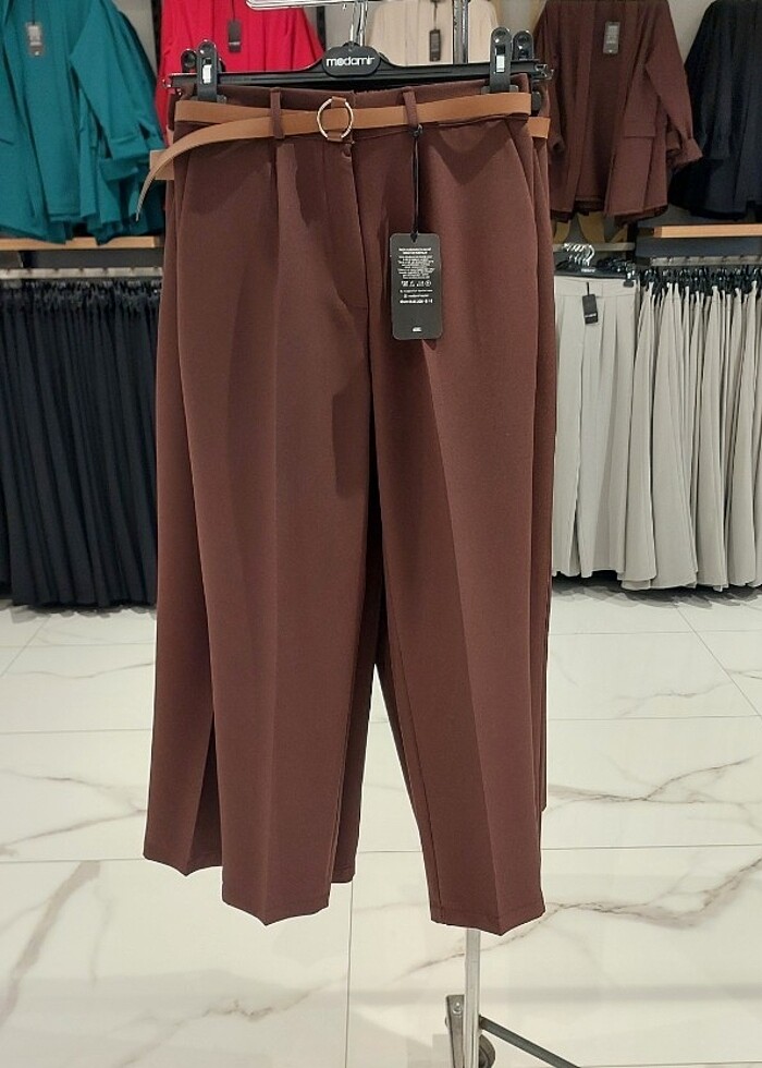 Kemerli kahve  şık pantolon bel 40cm ?boy93 cm? basen 100 cm ?pa - Görsel 2