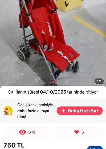 Kırmızı Katlanabilir Bebek Arabası