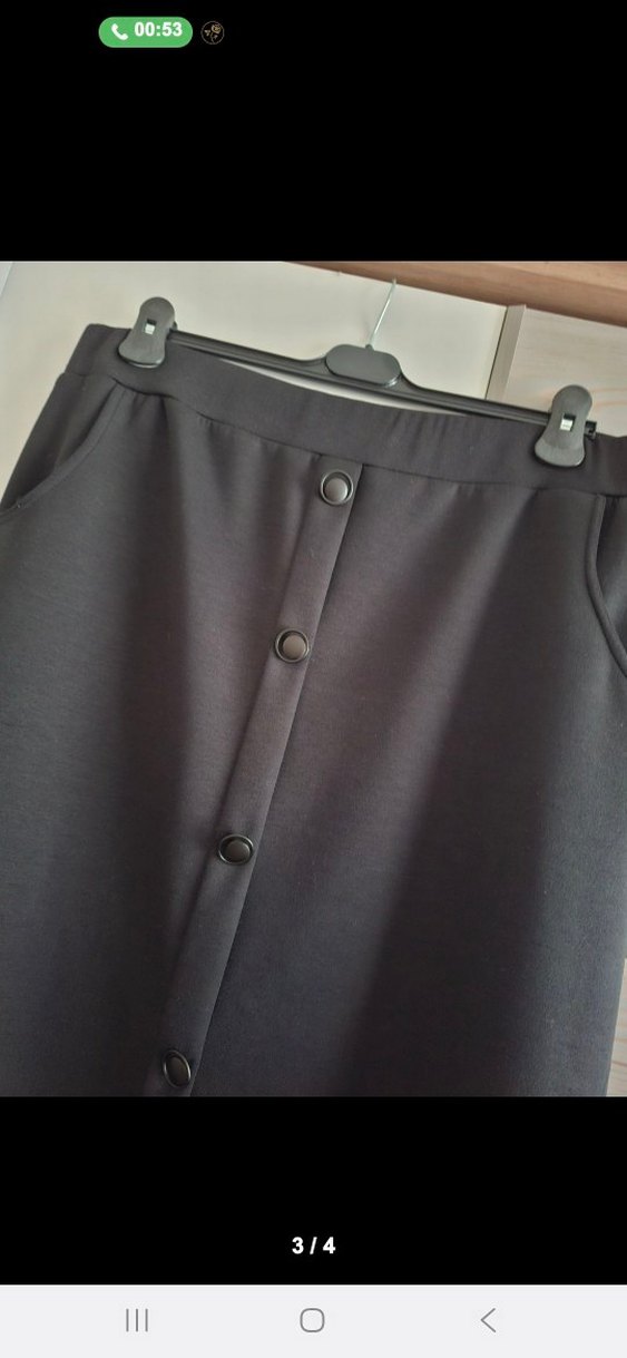 Düğmeli Siyah Uzun Kadın Etek - Görsel 3