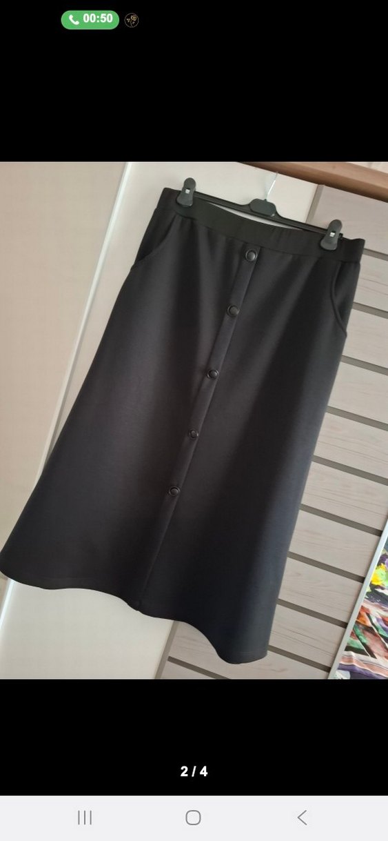 Düğmeli Siyah Uzun Kadın Etek - Görsel 2