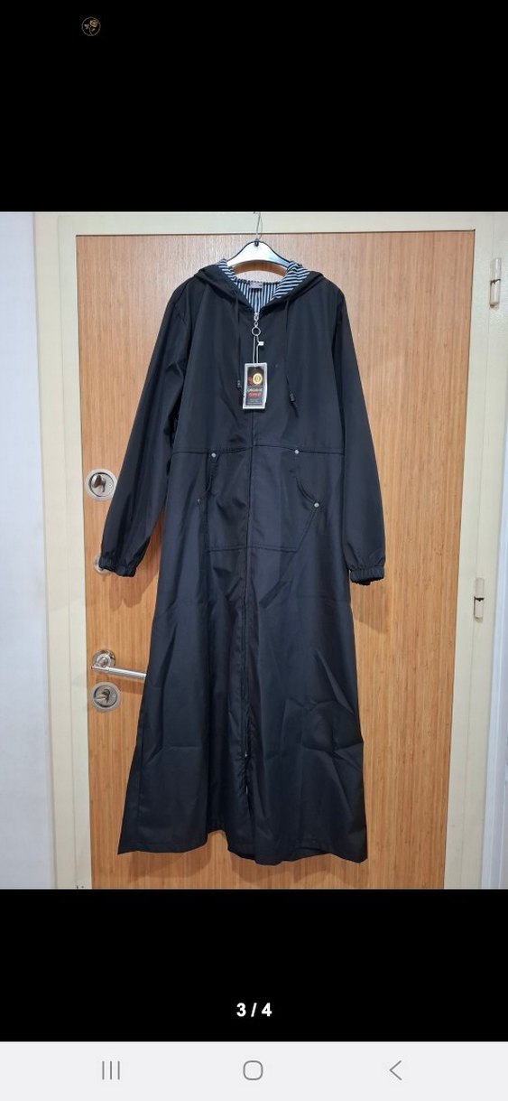 Kadın Siyah Uzun Fermuarlı Kaban - Görsel 3