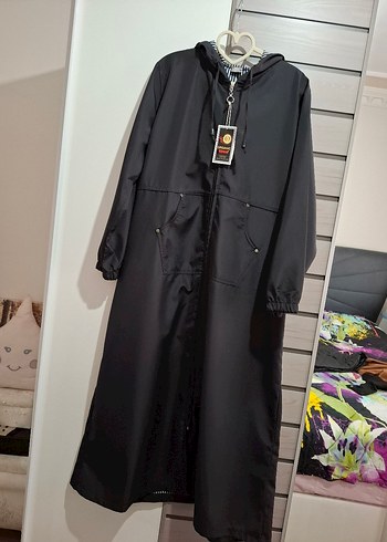 Siyah Kemerli Uzun Kadın trençkot - Görsel 2