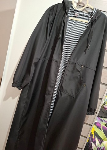 Siyah Kemerli Uzun Kadın trençkot - Görsel 6