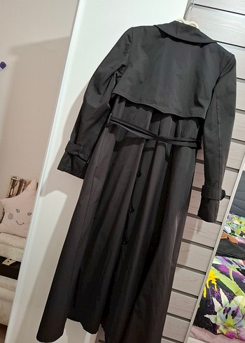 Kemerli Siyah Kadın Trençkot - Görsel 5