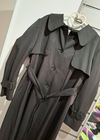 Kemerli Siyah Kadın Trençkot - Görsel 4