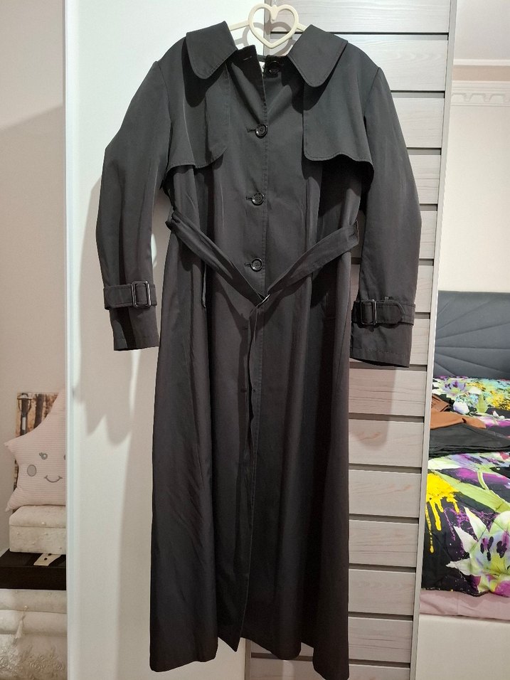 Kemerli Siyah Kadın Trençkot - Görsel 3