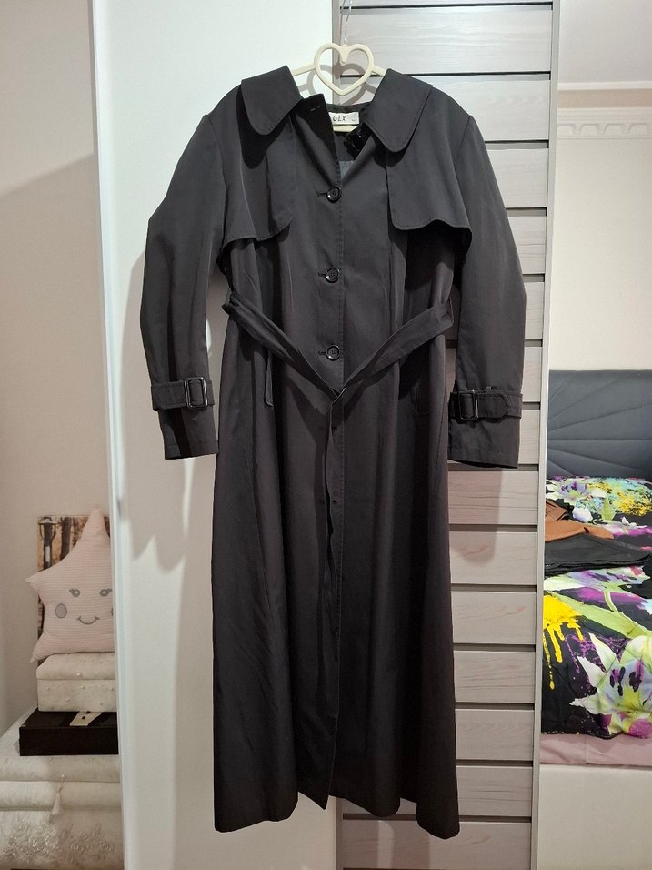 Kemerli Siyah Kadın Trençkot - Görsel 2