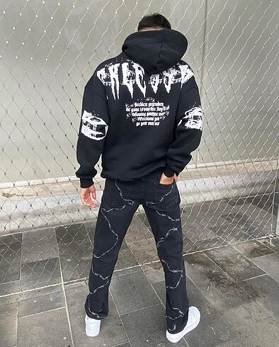 36 Beden Diken Desenli Baggy Jean
