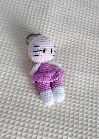 Pembe Örgü Kadın Anahtarlık