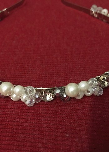 #İnci taş detaylı gümüş renk gelintacı# - Görsel 4