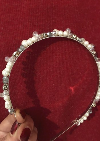 #İnci taş detaylı gümüş renk gelintacı# - Görsel 5