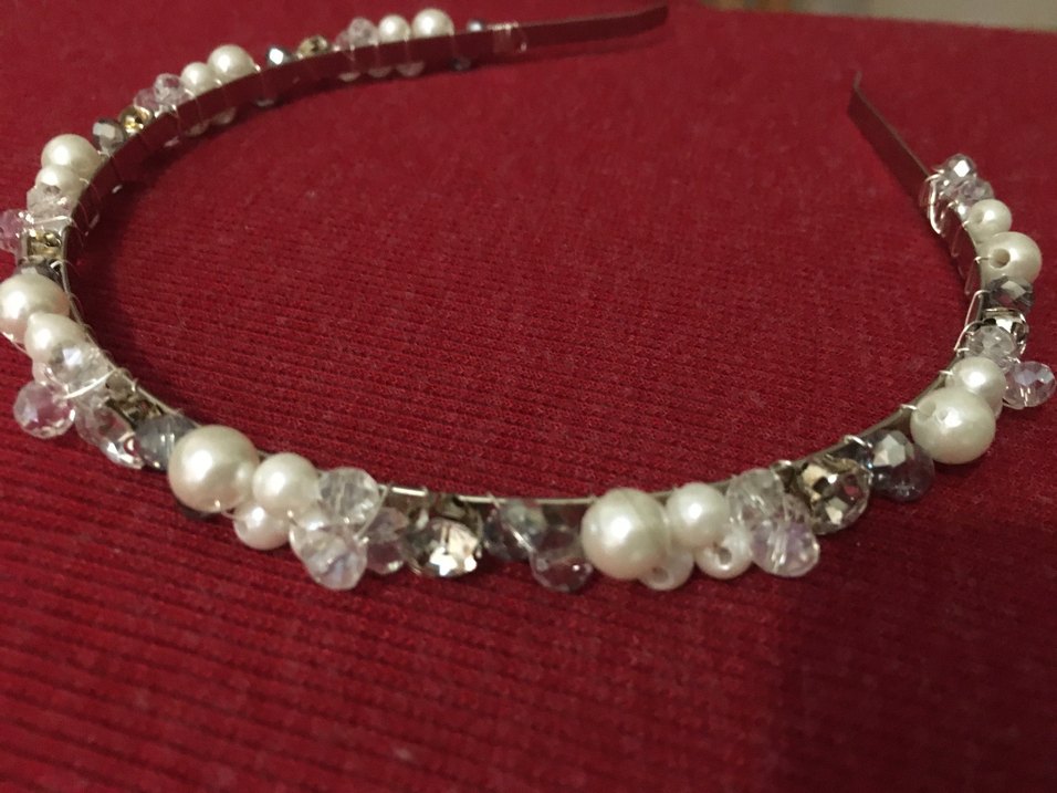 #İnci taş detaylı gümüş renk gelintacı# - Görsel 2