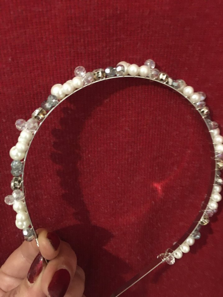 #İnci taş detaylı gümüş renk gelintacı# - Görsel 5