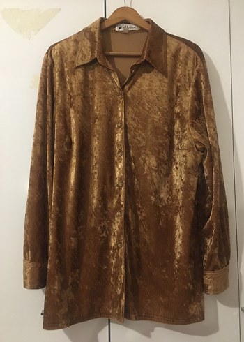#y2k Vintage Kahverengi Kadife Gömlek# - Görsel 2