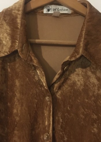 #y2k Vintage Kahverengi Kadife Gömlek# - Görsel 3