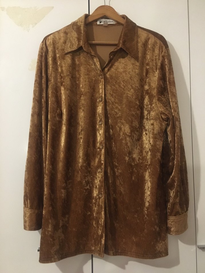 #y2k Vintage Kahverengi Kadife Gömlek# - Görsel 2