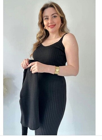 Diğer #SİYAH HIRKA ELBİSE İKİLİ TRİKO TAKIM#