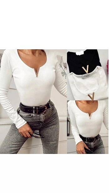 m Beden #V yaka GOLD METAL AKSESUARLIYA KAŞKORSE BLUZ#