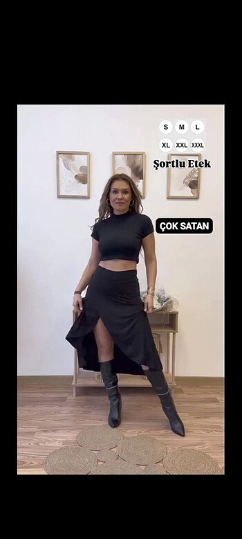 Diğer #UZUN YIRTMAÇLI ŞORTLU SANDY ETEK# Siyah