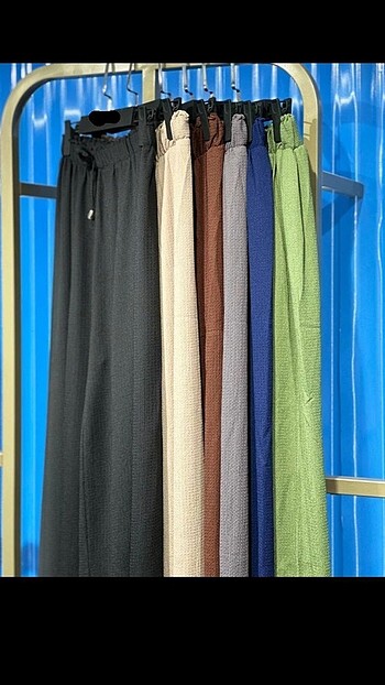 universal Beden #BELİ LASTİKLİ GENİŞ PAÇA BÜRÜMCÜK PANTOLON#