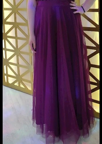 Drapeli Straplez Uzun Mor Kadın Abiye - Görsel 2