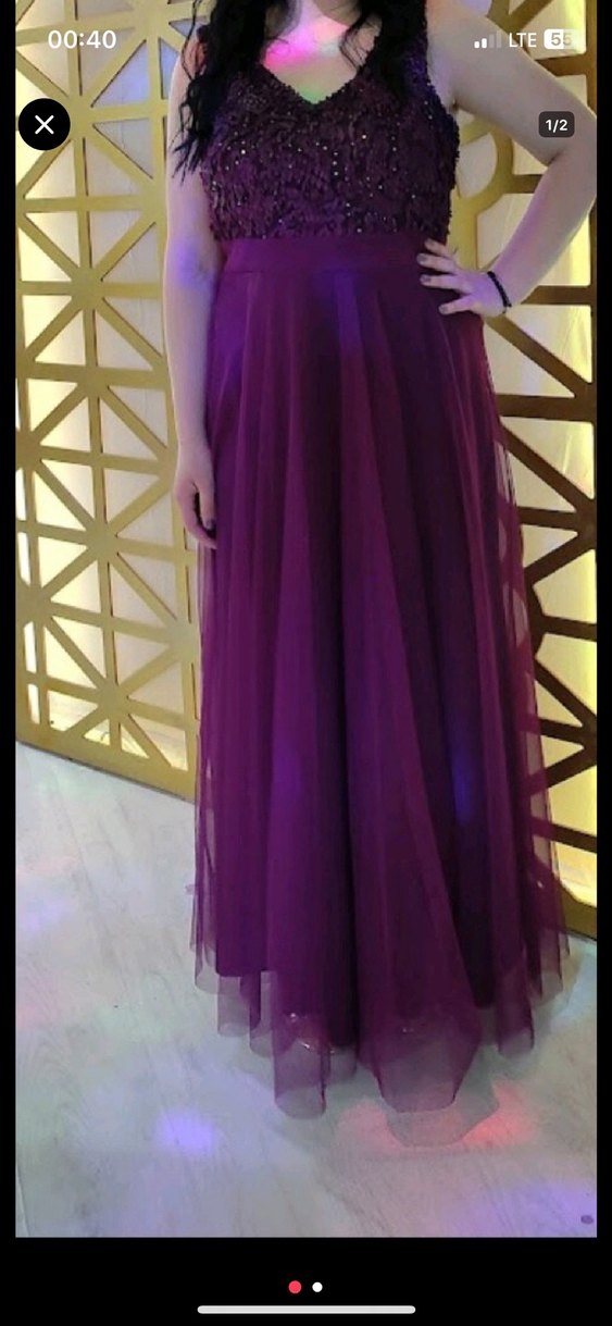 Drapeli Straplez Uzun Mor Kadın Abiye - Görsel 2