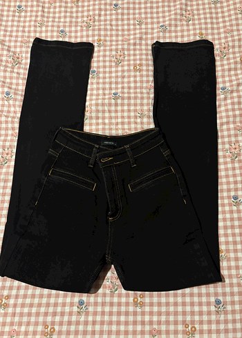 Trendyol & Milla Siyah Kahverengi Dikisli Straight Boru Paca Jean