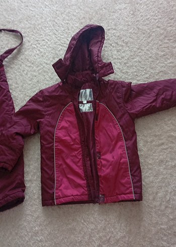 Bordo Fermuarlı Kız Kayak Tulumu - Görsel 7